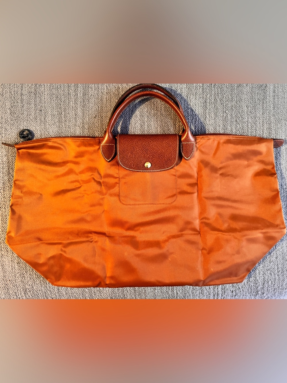 LONGCHAMP Le Pliage Original L Travel Bag Cognac O/S Like new - Picture 8 of 13
